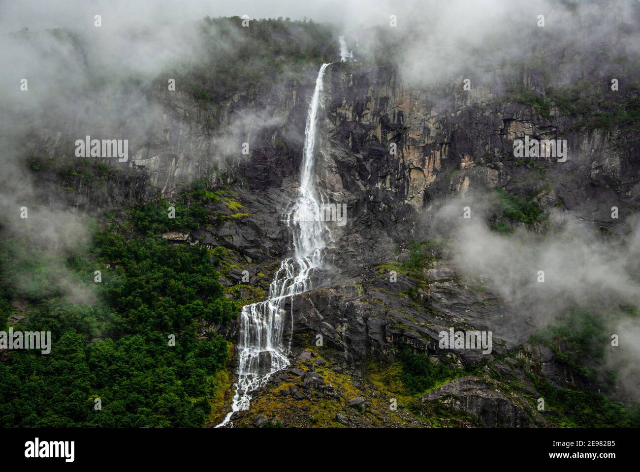 Volefossen waterfall, Oldedalen, near Briksdal in the region Sogn og Fjordane, Norway. Stock Photo