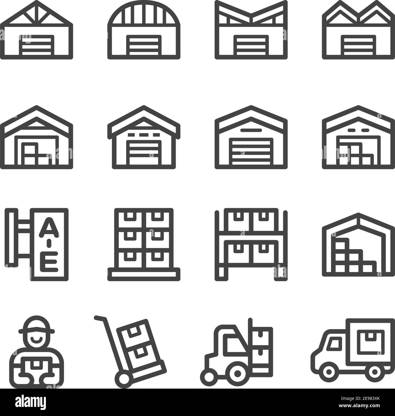 warehouse thin line icon set,vector and illustration Stock Vector