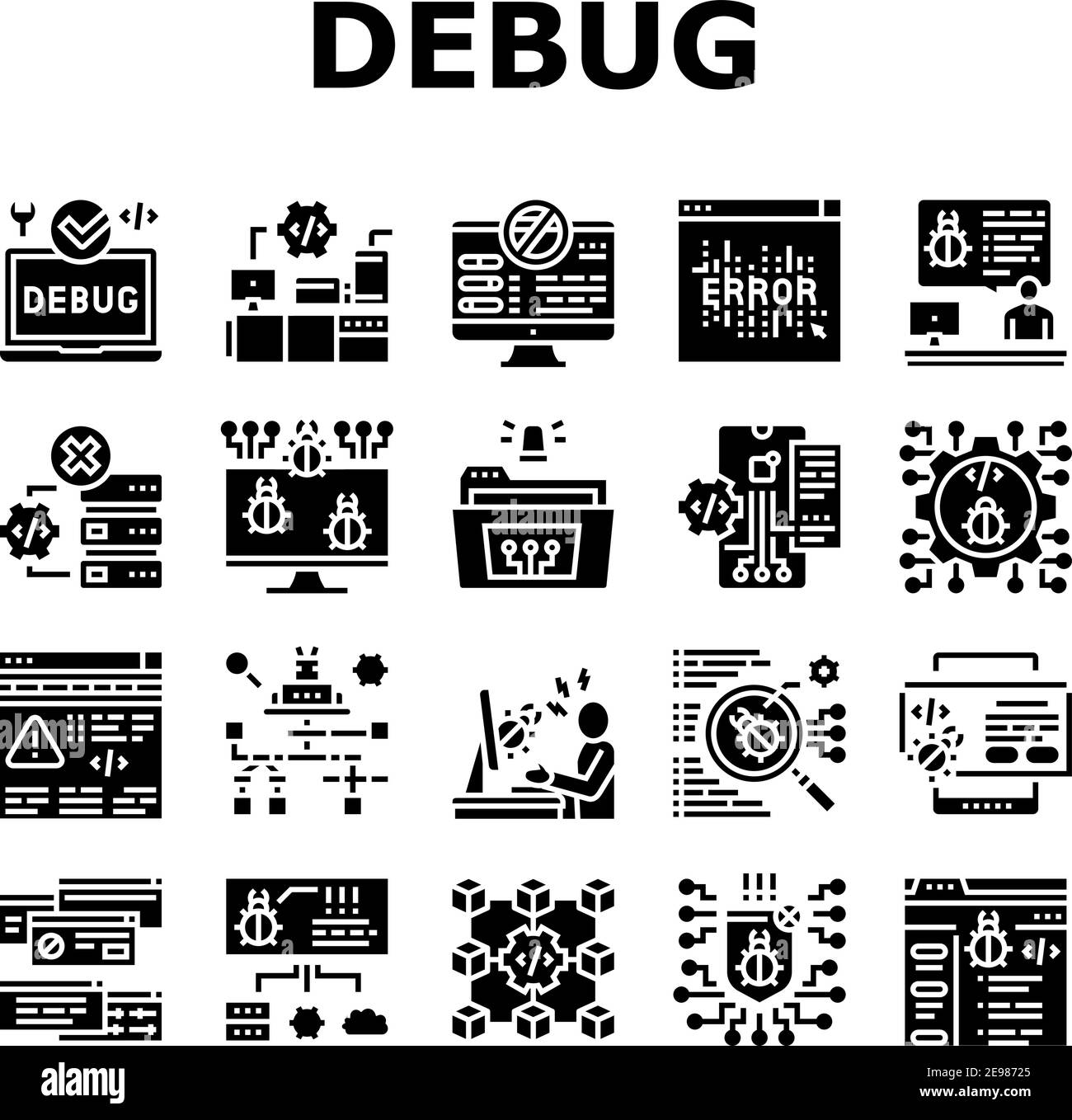 Debugging vector Black and White Stock Photos & Images - Alamy