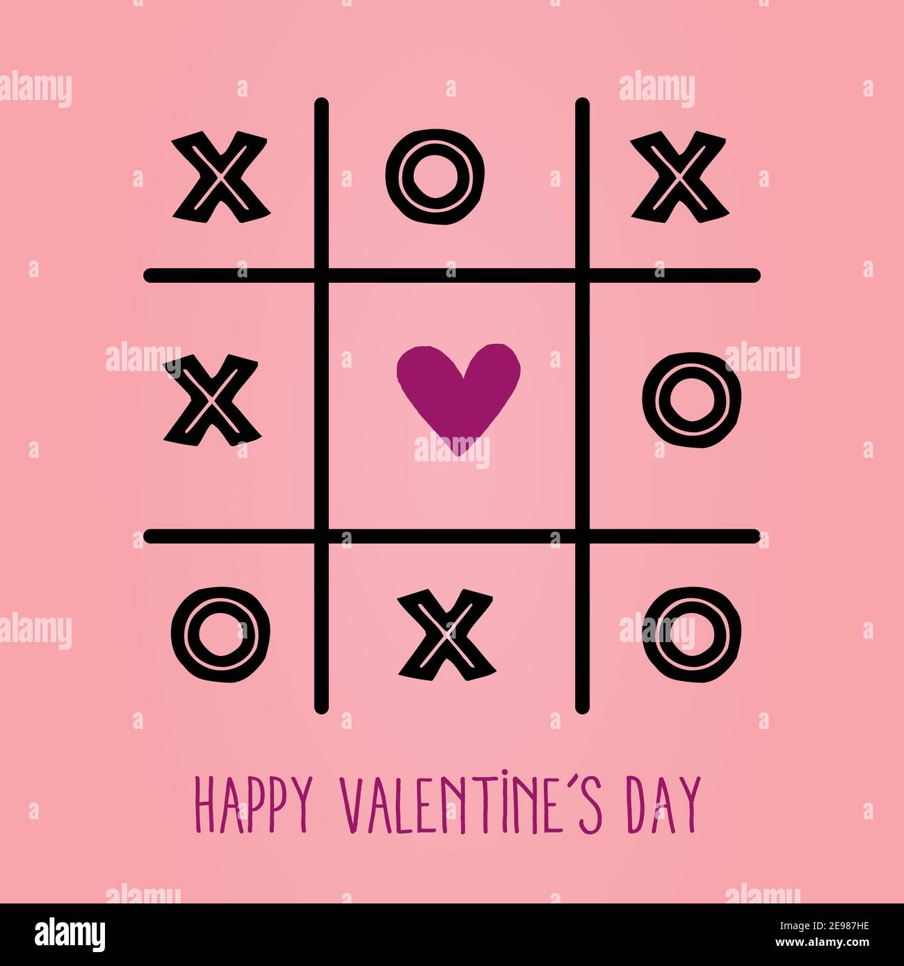 Tic-tac-toe game with hearts and crosses Vector Image