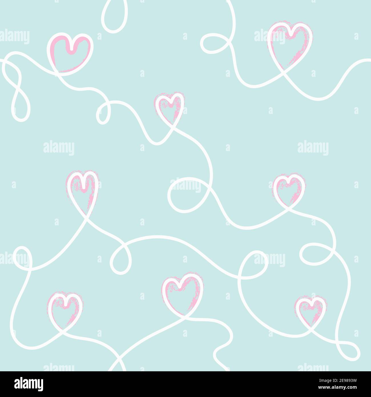 Romantic doodle heart seamless pattern valentines wrapping paper Stock Vector