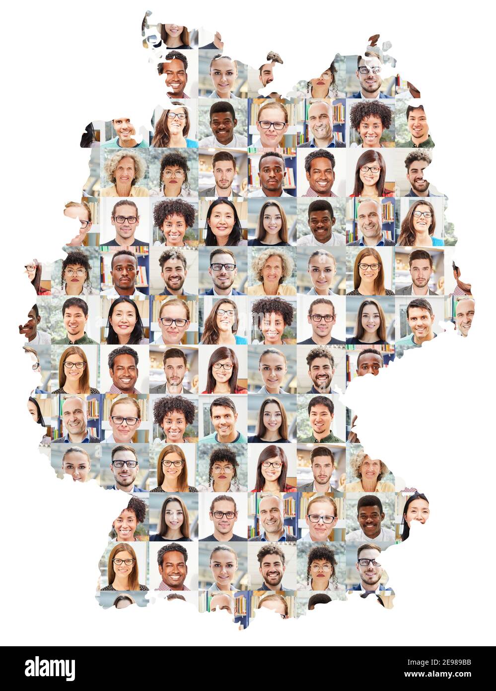 Portrait collage of business people on Germany map as a business and team concept Stock Photo