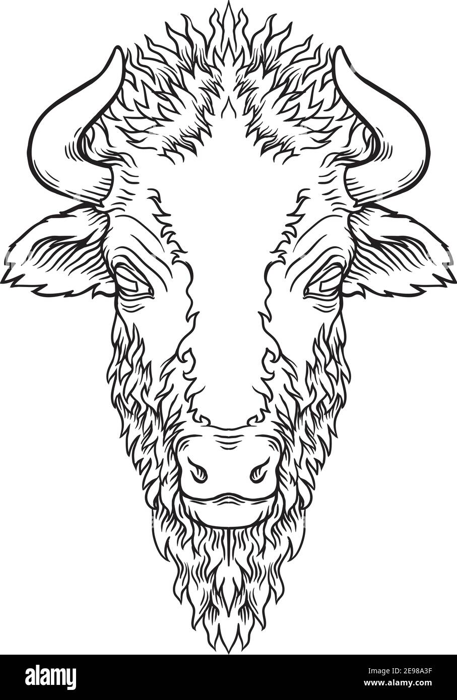Vector of a buffalo head design on white background. Wild Animals. Easy editable layered vector illustration. Stock Vector