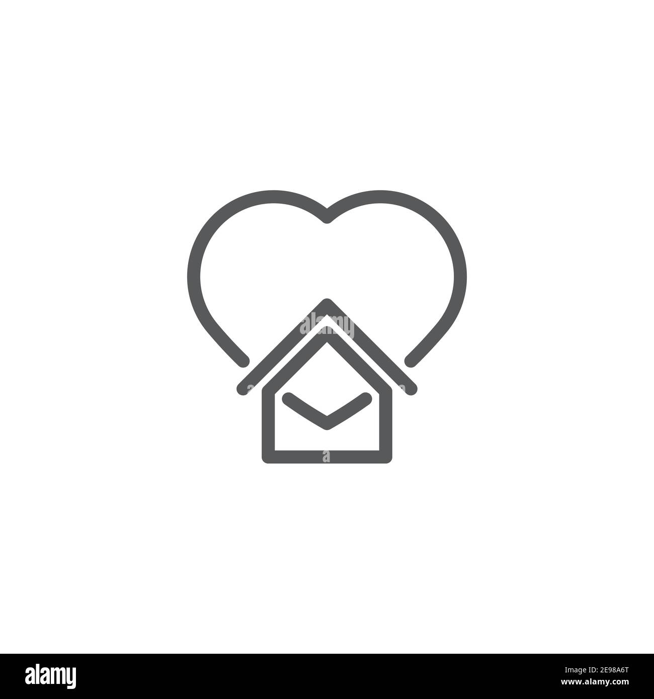 Home with heart icon, color, line, outline vector sign, linear style pictogram isolated on white
