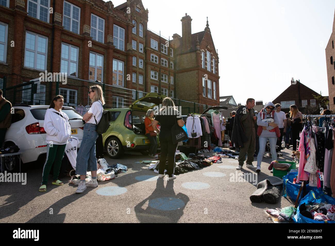 Fashion and style images of Hipsters at Dalston Boot sale during Covid pandemic Stock Photo