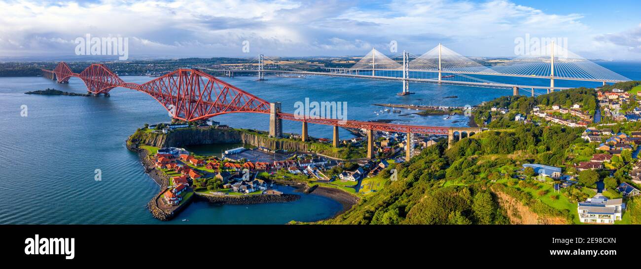 The Forth Bridges, North Queensferry, Fife, Scotland, UK Stock Photo