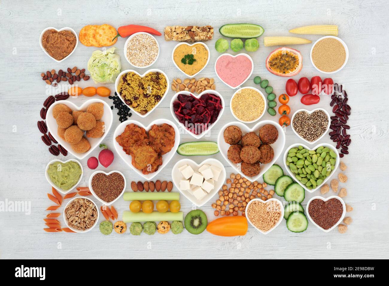 Vegan health food for a plant based diet with foods high in