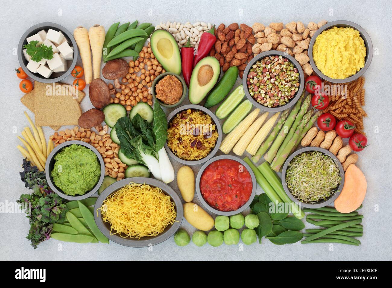 Vegan health food for a plant based diet with a large collection of