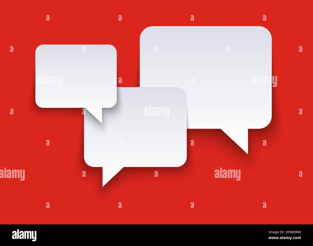 EPS vector illustration of white speech bubbles with shadows on red ...