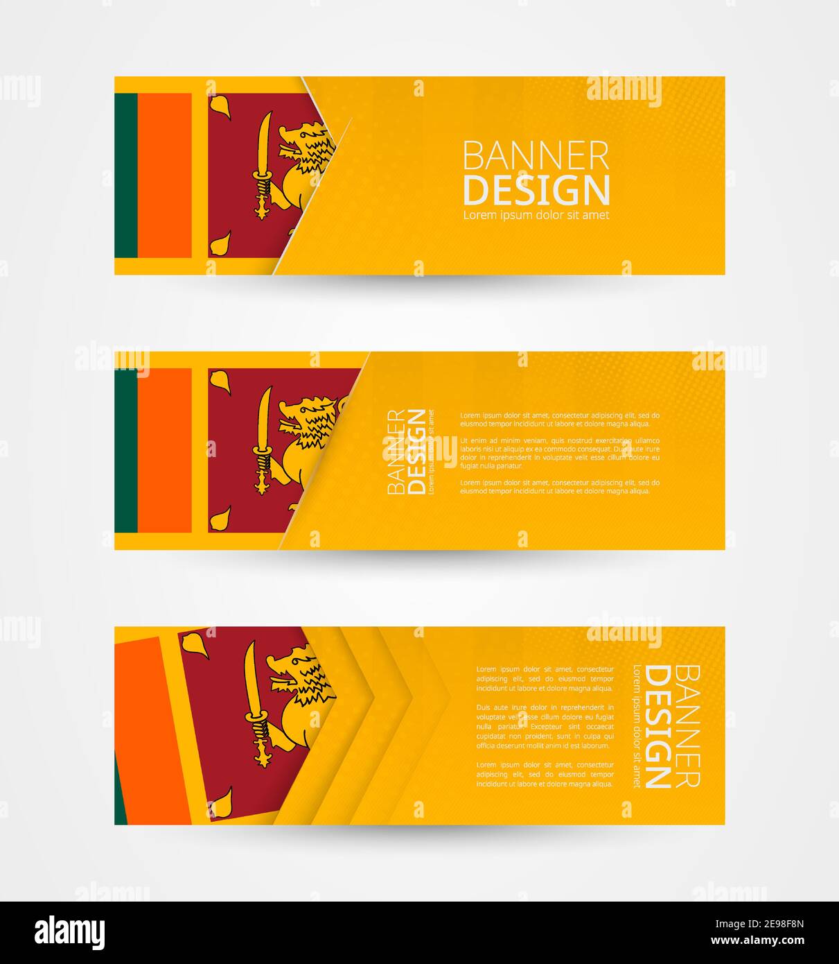 Set of three horizontal banners with flag of Sri Lanka.  banner