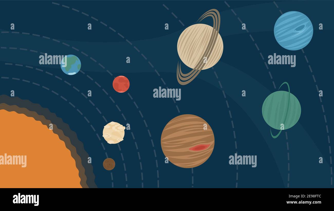 poster solar system with planets 2d vector Stock Vector