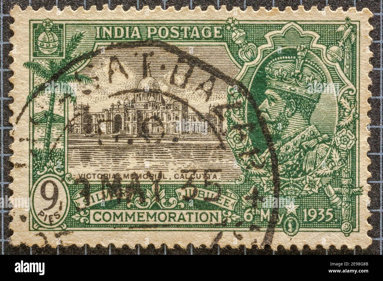 silver jubilee commemoration 1935 postage stamp 9 pies, Victoria