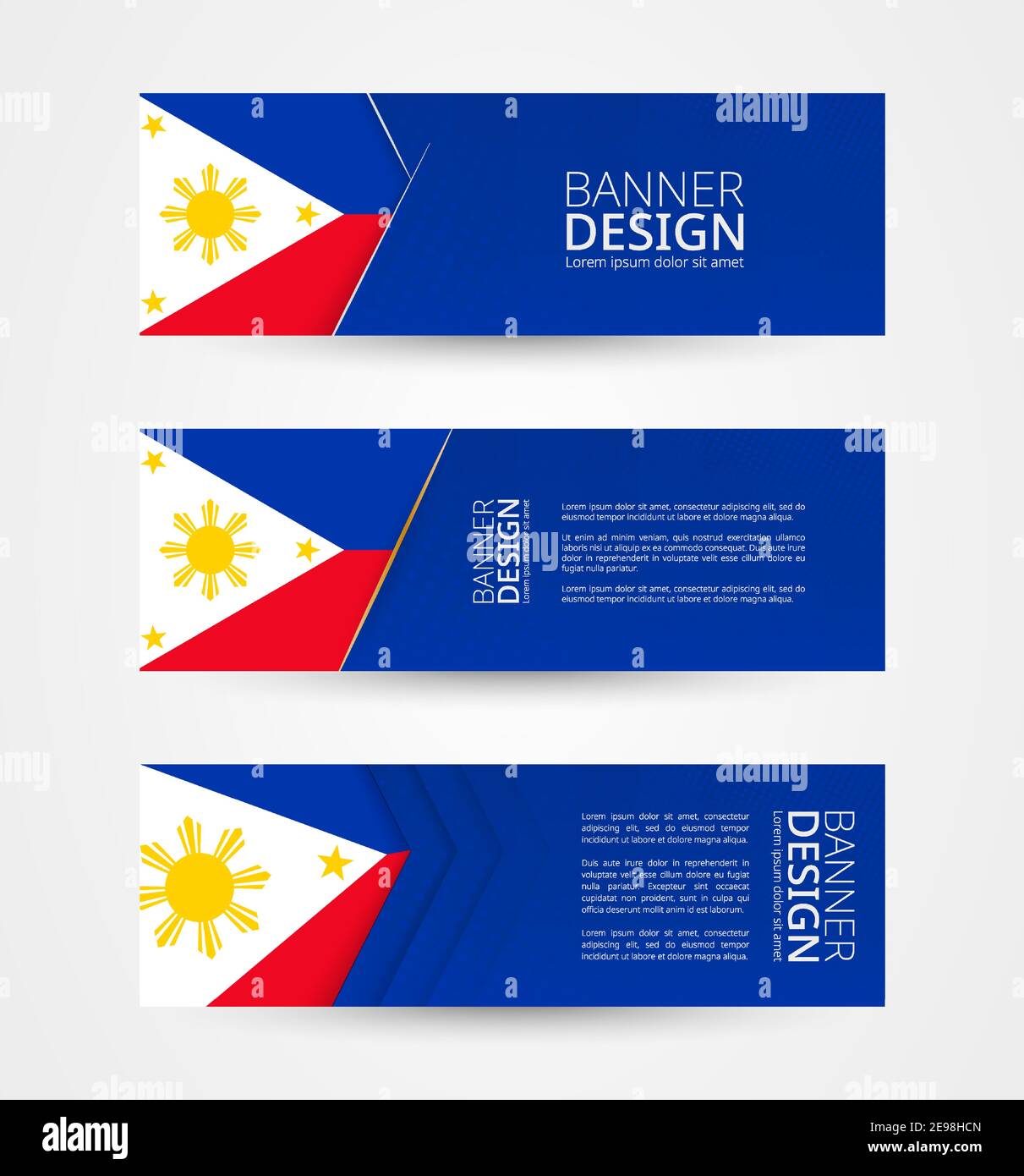 Set Of Three Horizontal Banners With Flag Of Philippines Web Banner Design Template In Color Of Philippines Flag Vector Illustration Stock Vector Image Art Alamy