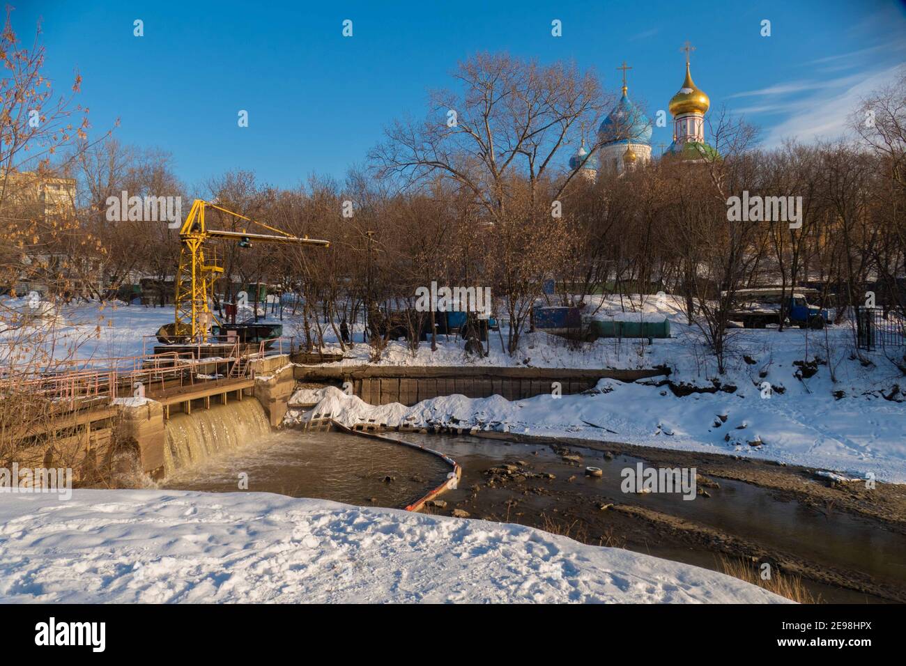 Church in winter and river in Russia 2021 Stock Photo - Alamy