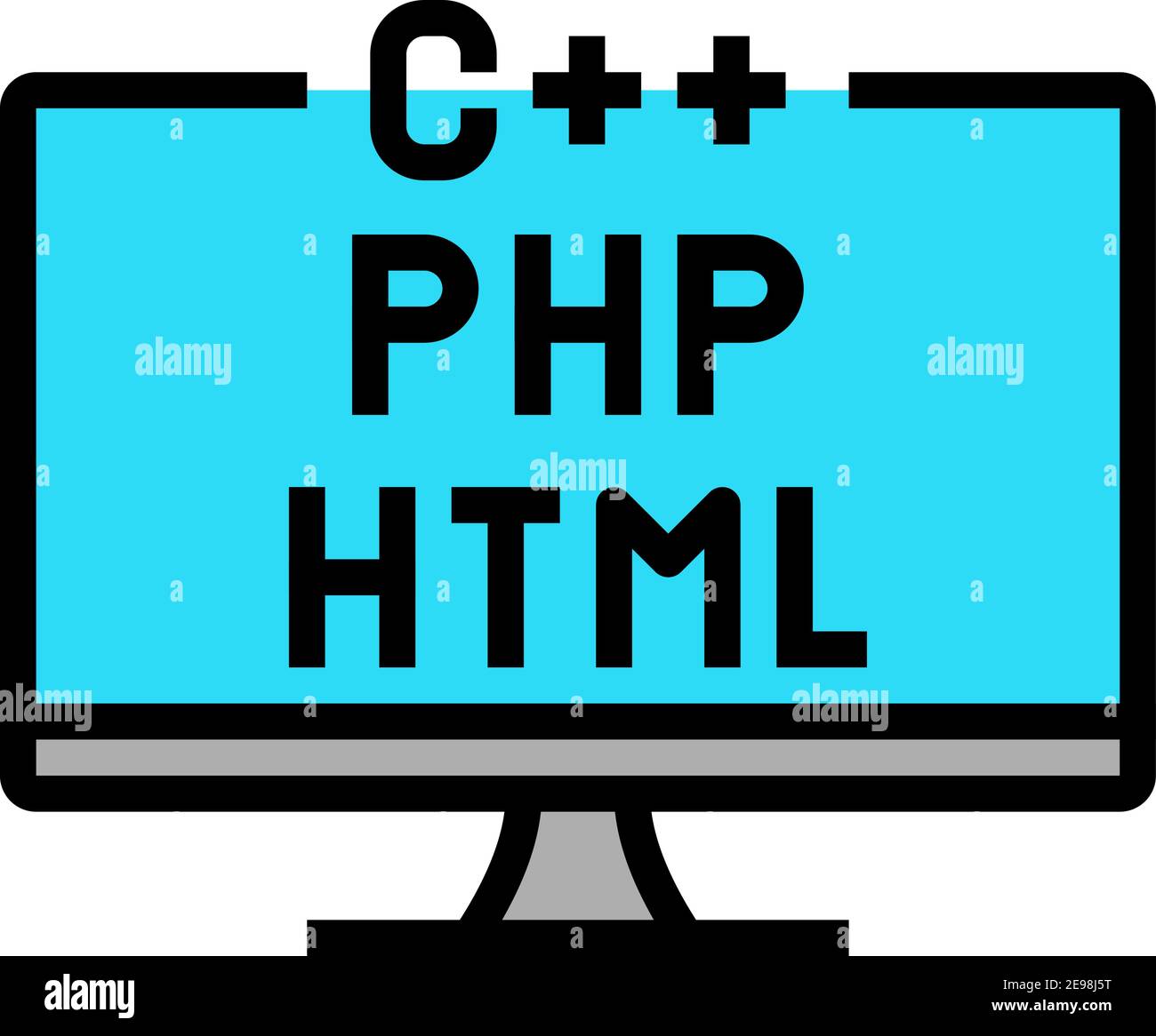 coding on different program languages color icon vector illustration ...