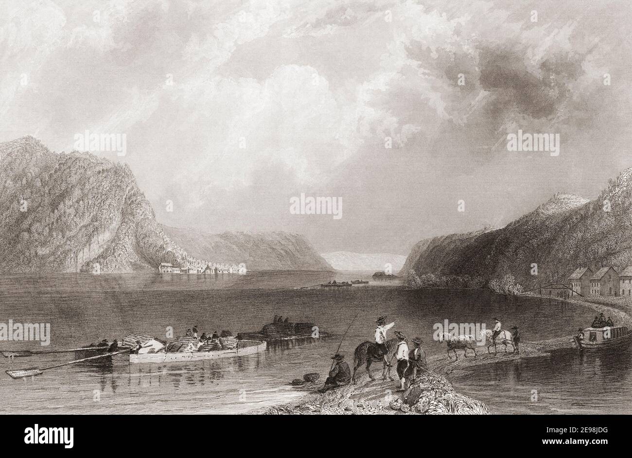 19th century view of the Susquehanna River at Liverpool, Pennsylvania, United States of America.  From a 19th century engraving by Henry Griffiths after a work by W.H. Bartlett. Stock Photo