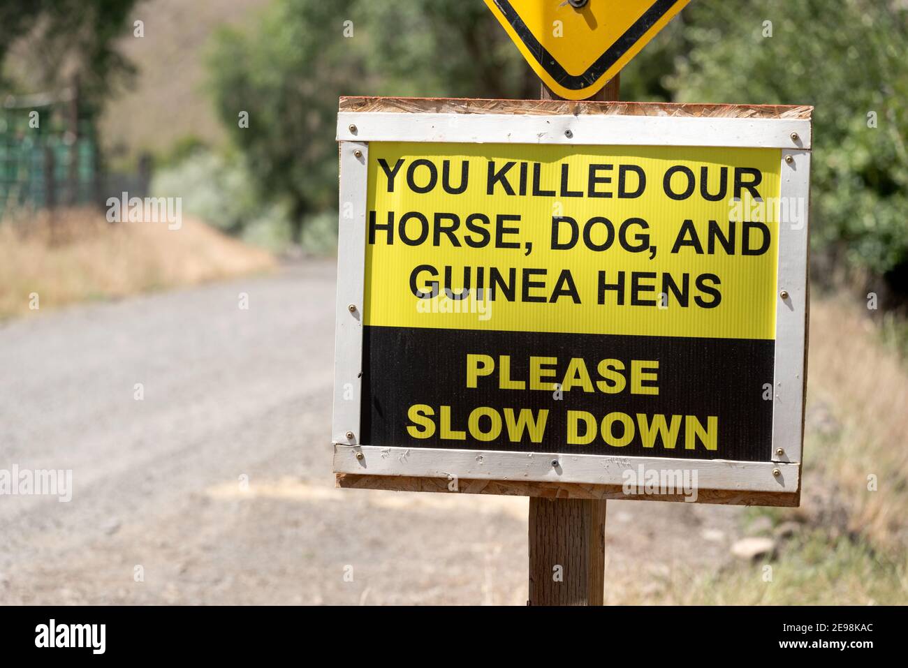 Sign on the Troy Road in Wallowa County, Oregon. Stock Photo