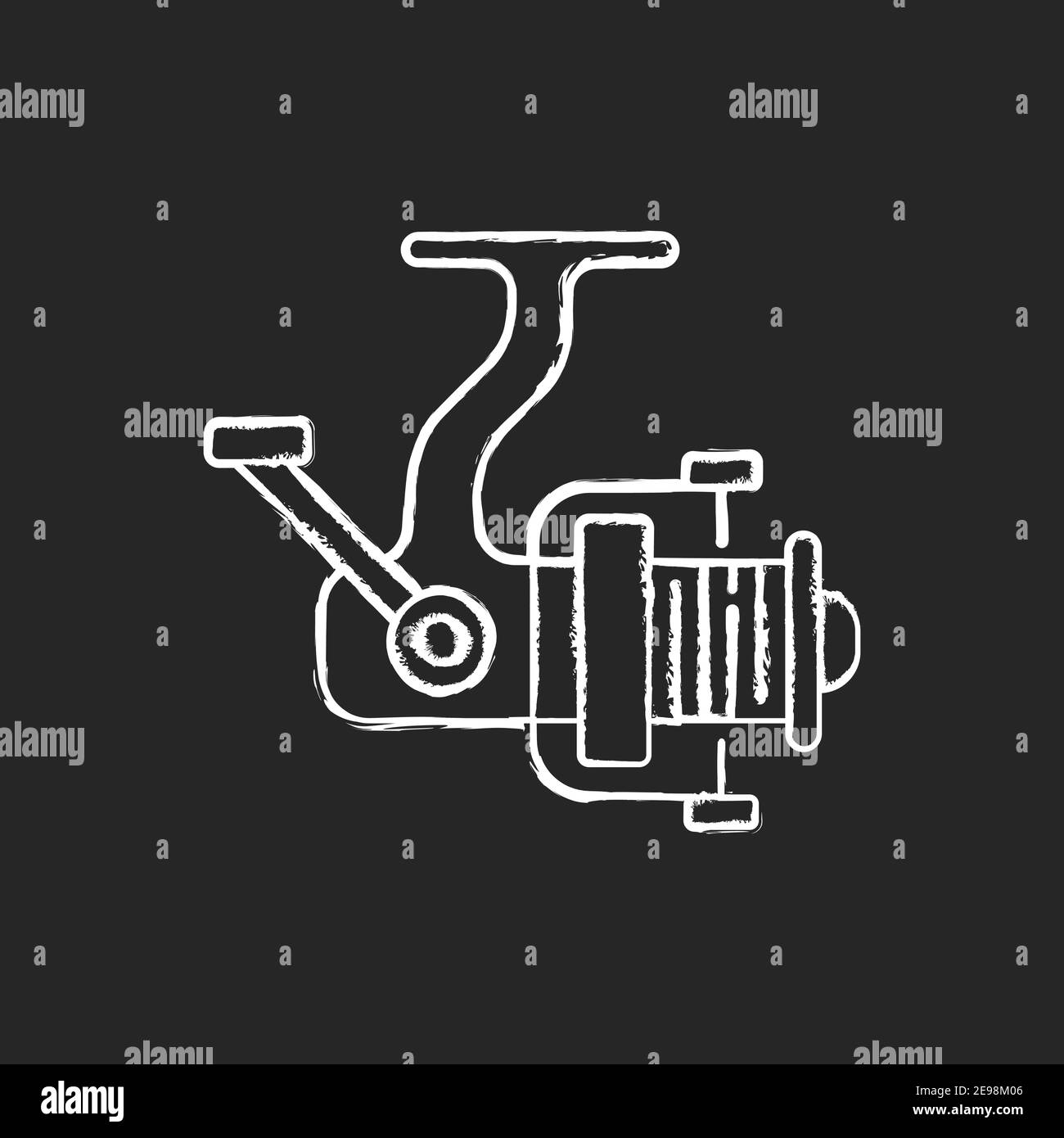 Fishing reel chalk white icon on black background Stock Vector