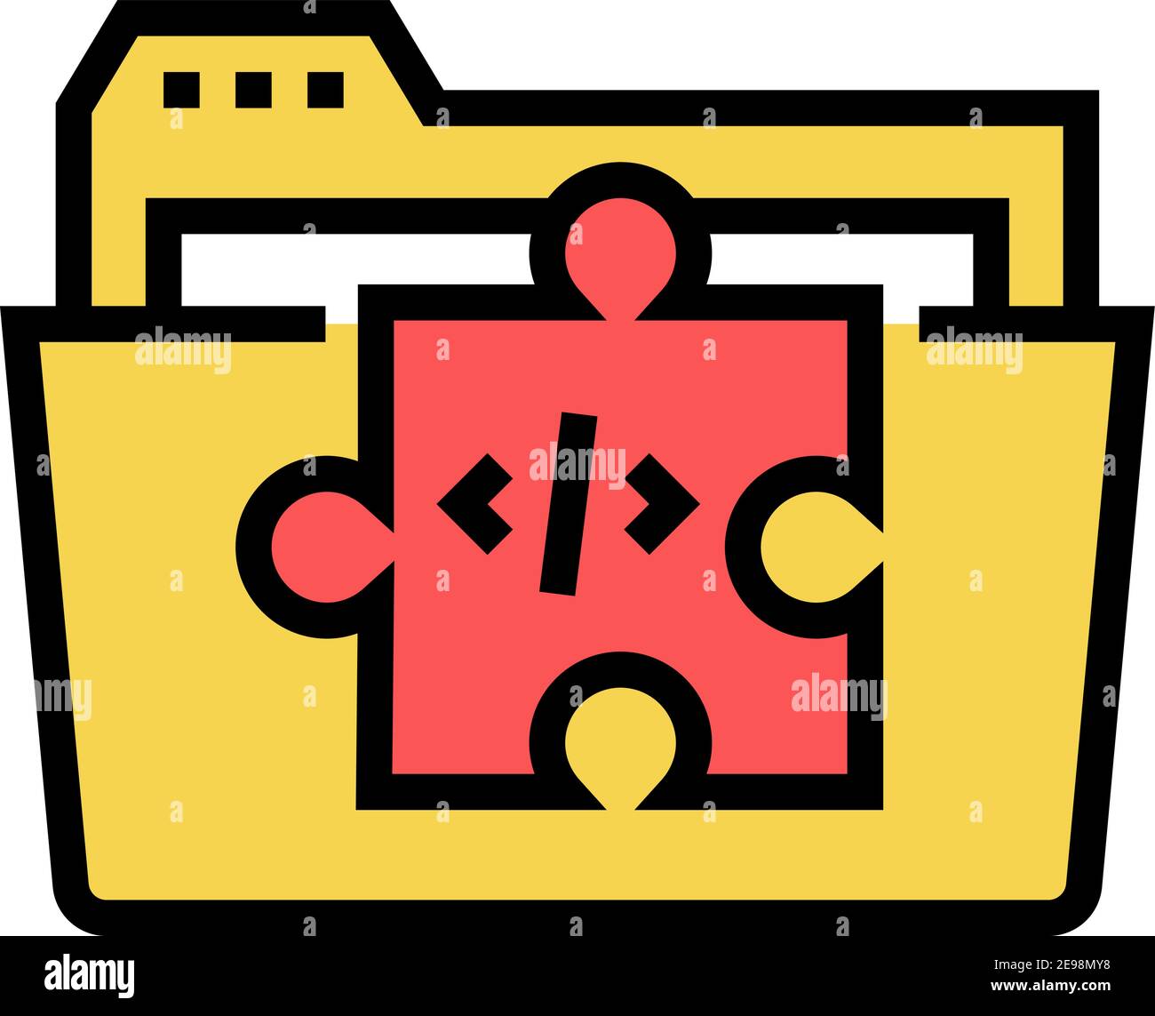 folder with program code files color icon vector illustration Stock ...