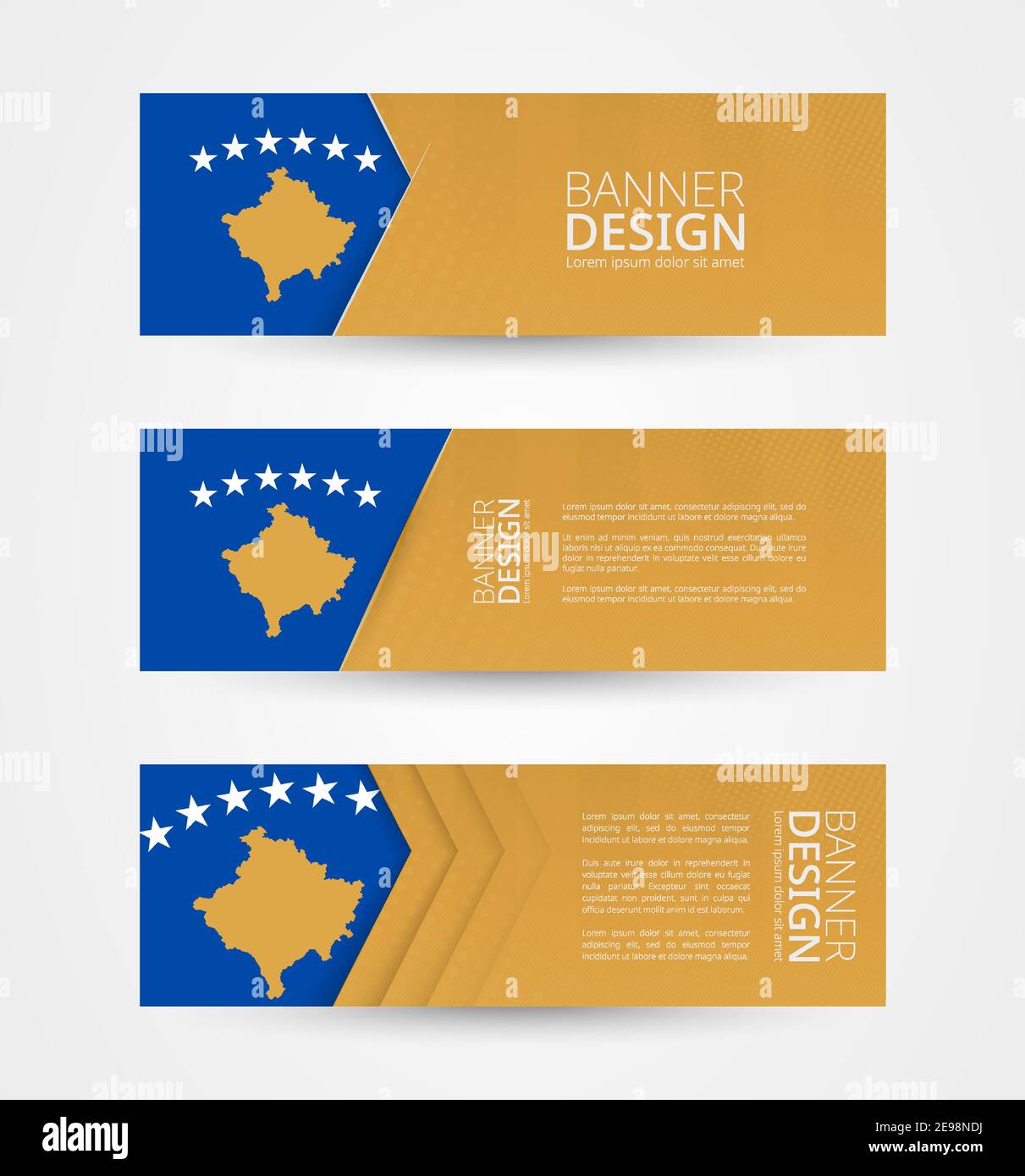 Set of three horizontal banners with flag of Kosovo. Web banner design ...