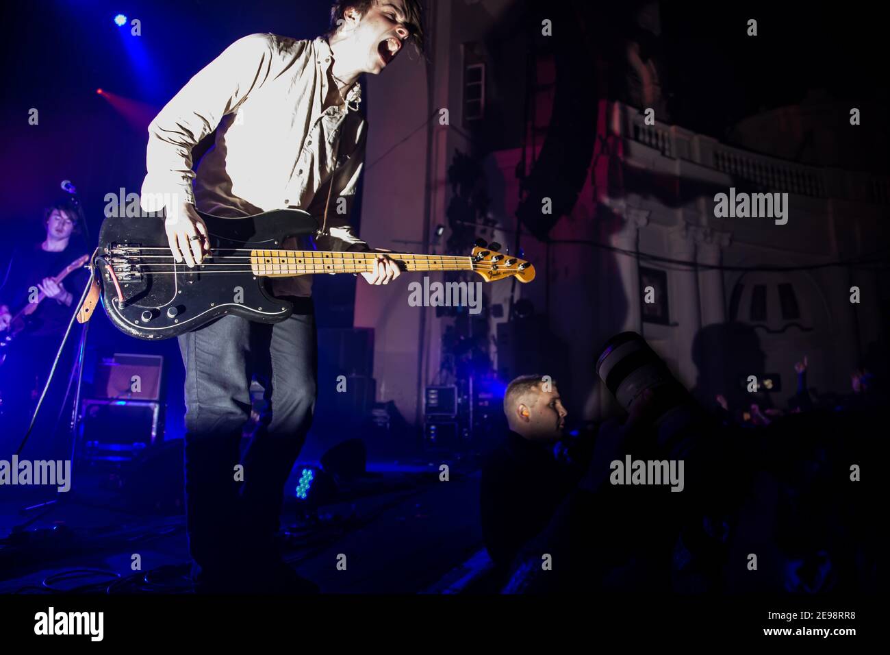 Chilli Jesson of Palma Violets live on stage for the NME Awards show at