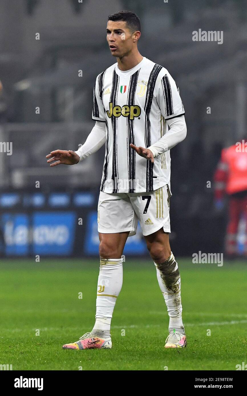 Milano Italy 02nd Feb 21 Cristiano Ronaldo 7 Of Juventus Seen In The Coppa Italia Semi