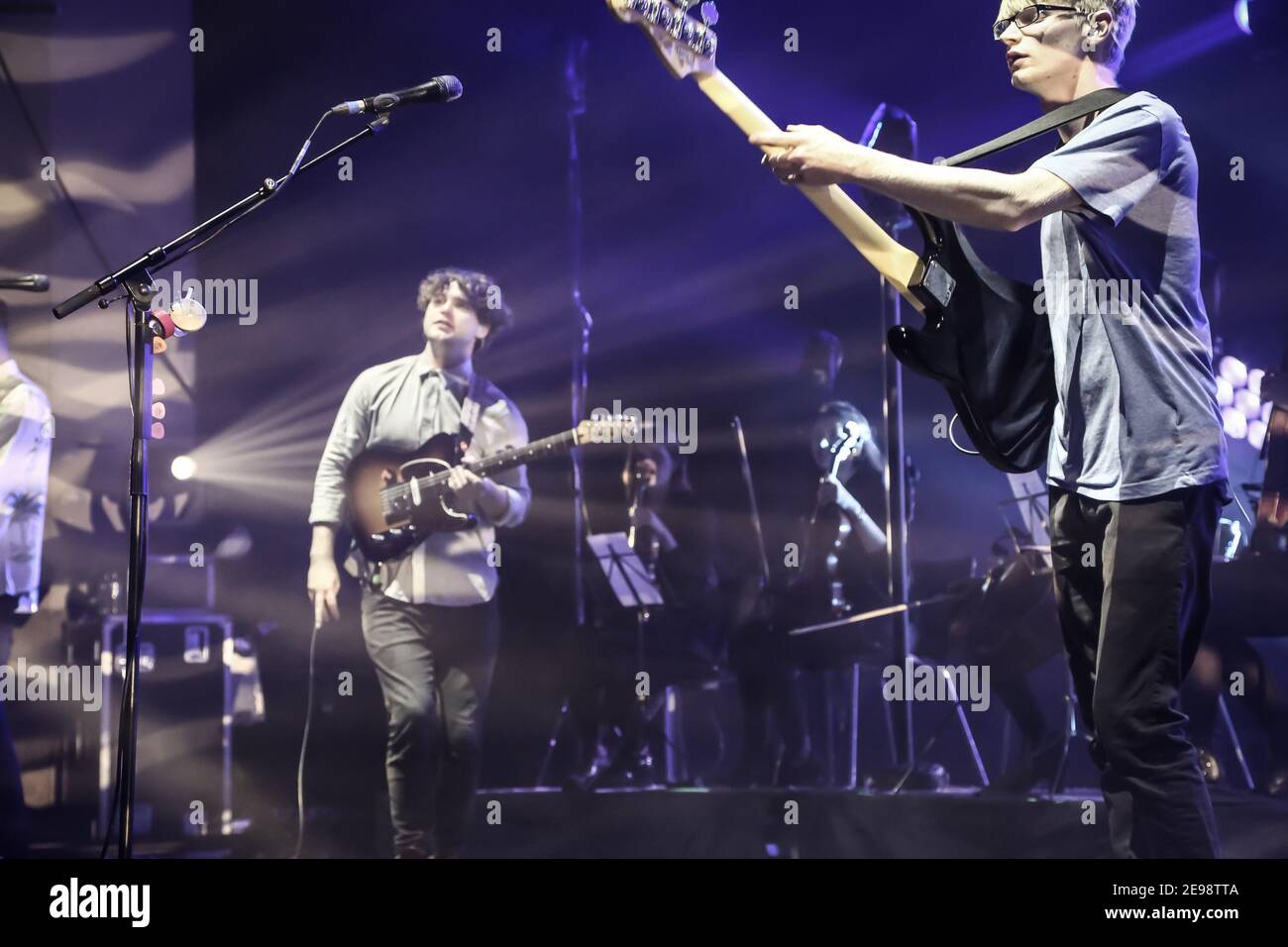 Alt-J performing live on stage on the first of their two sold-out nights at the O2 Brixton Academy in London Stock Photo