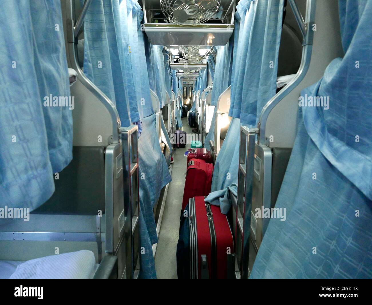 Sleeping compartment in overnight Train from Bangkok to Chiangmai, Thailand Stock Photo