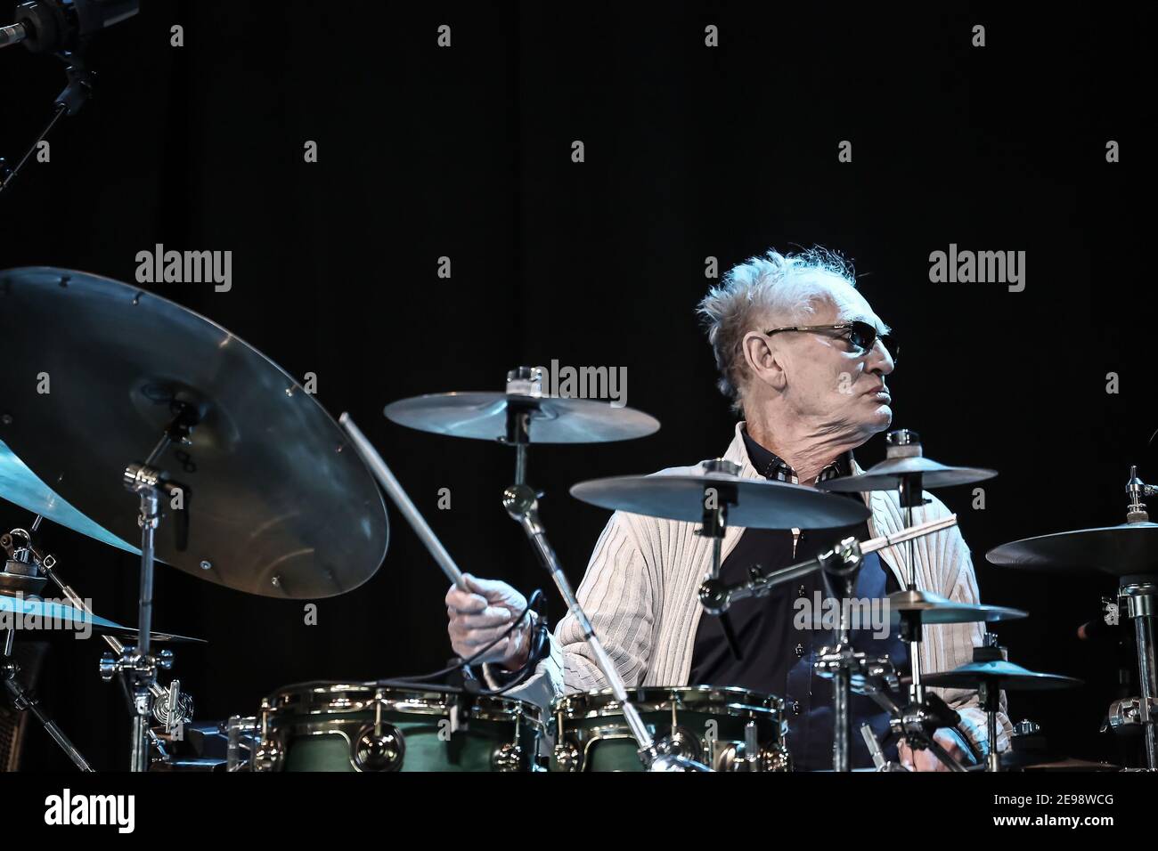 Ginger Baker performing live on stage at the Field Day festival in