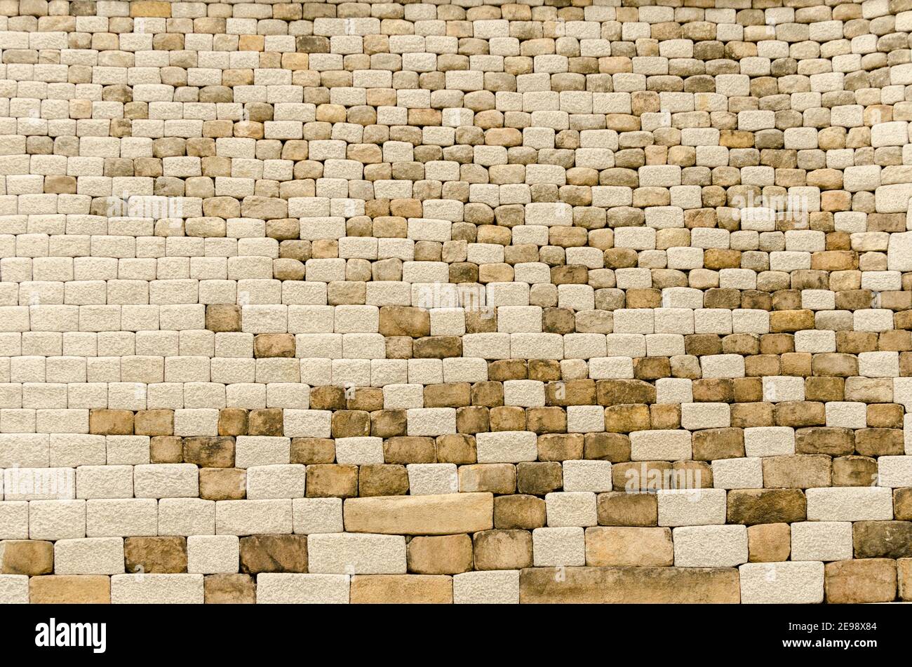 Side wall of the Sungnyemun gate, made of big bricks of stone. Seoul, South Korea. Stock Photo