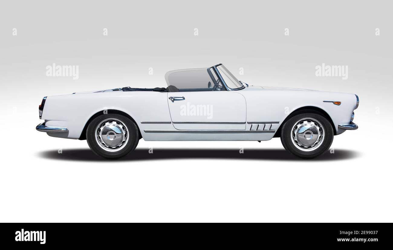 Classic cabrio car, side view isolated on white background Stock Photo
