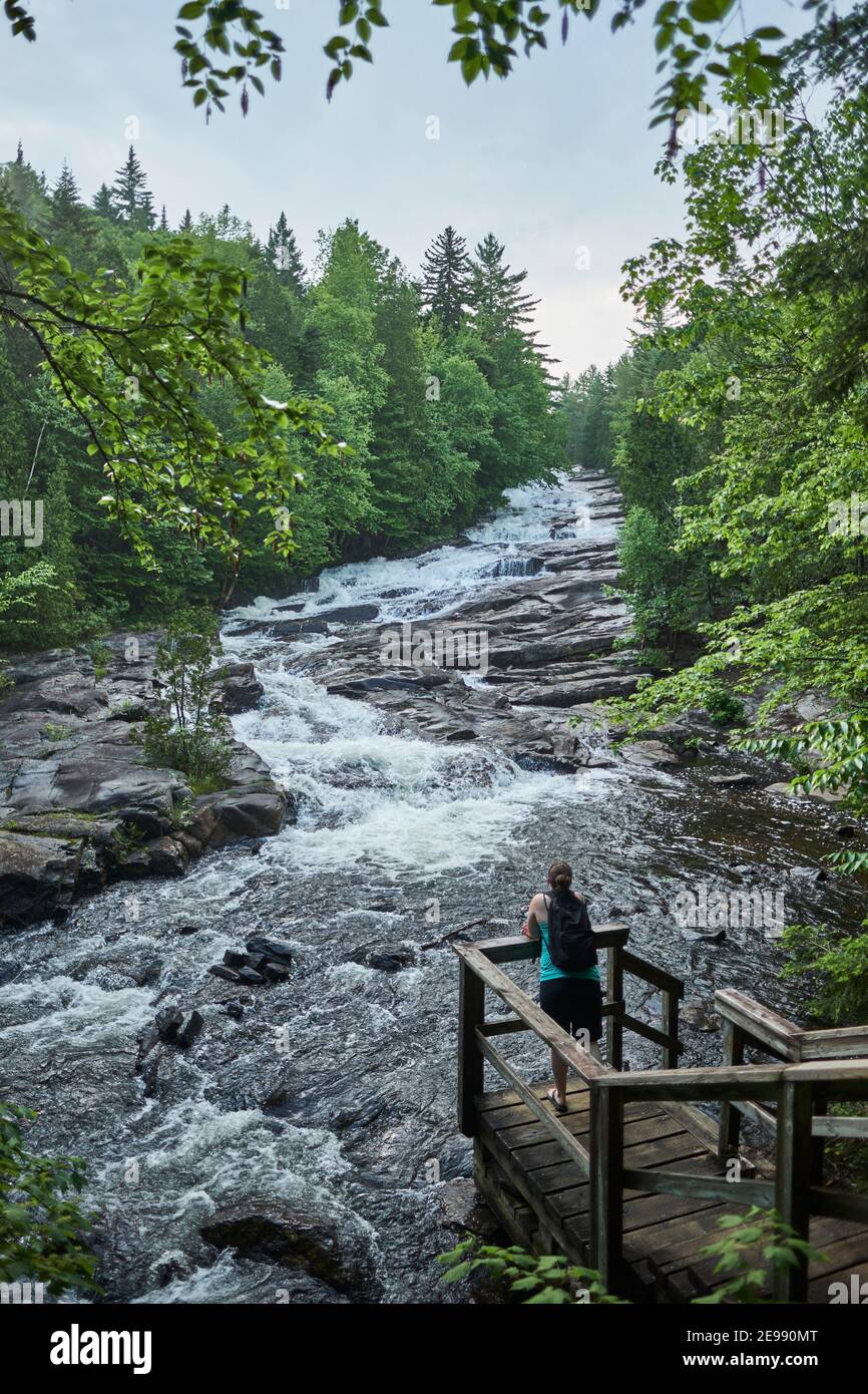 Visiting les cascades in Mauricie National park, Shawinigan, Quebec, Canada Stock Photo