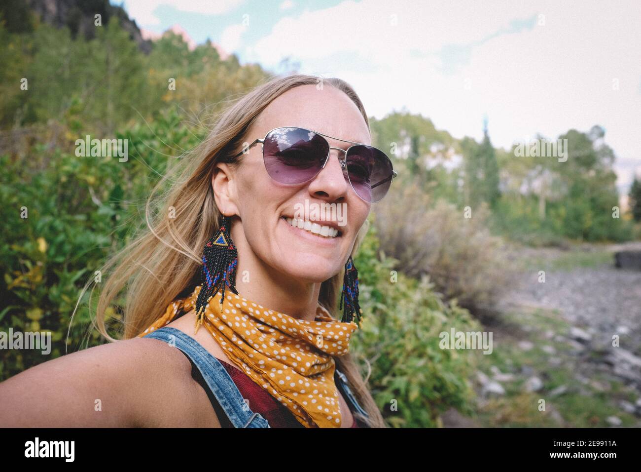 Cheerful woman takes selfie on hi-res stock photography and images - Alamy