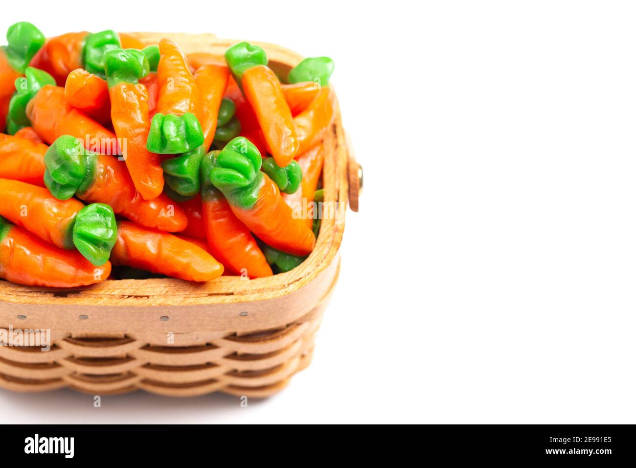 Gummy Candy Carrots Isolated on a White Background Stock Photo