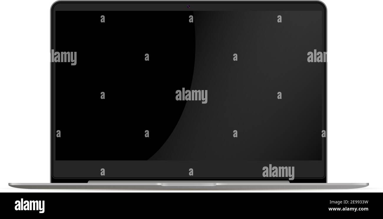Laptop Mockup with Black Screen Copy Space. Open Portable Notebook PC ...