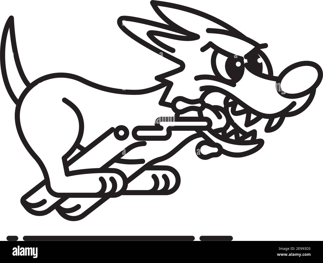 Mad dog running and slobbering cartoon character vector line icon for World Rabies Day in September 28 Stock Vector
