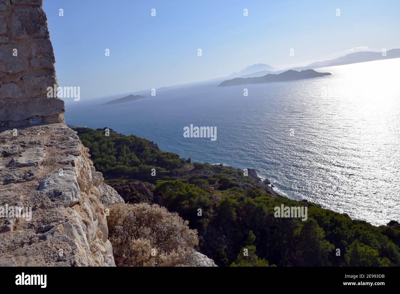 Smooth sea at Rhodes island, Greece Stock Photo