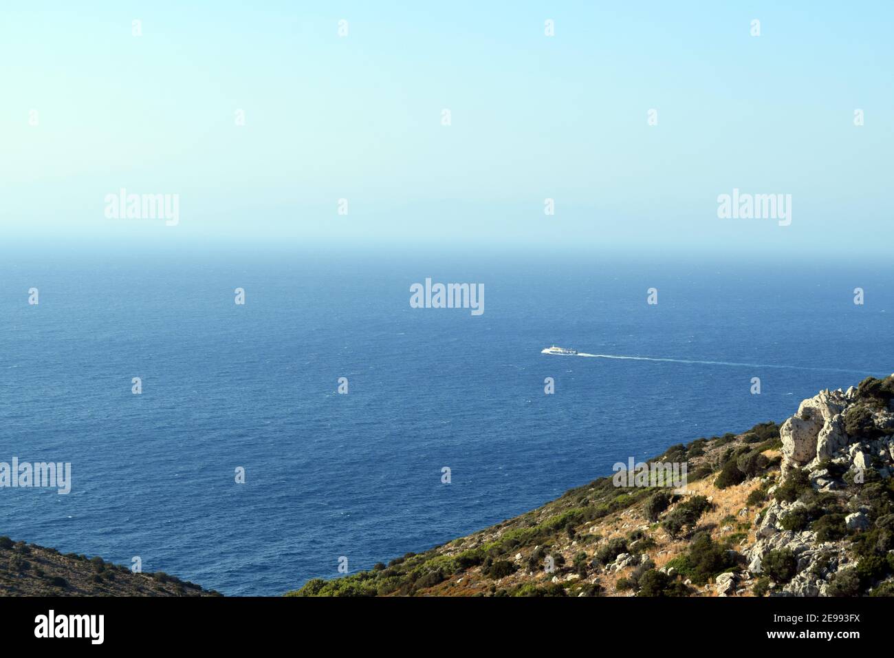 Smooth sea at Rhodes island, Greece Stock Photo