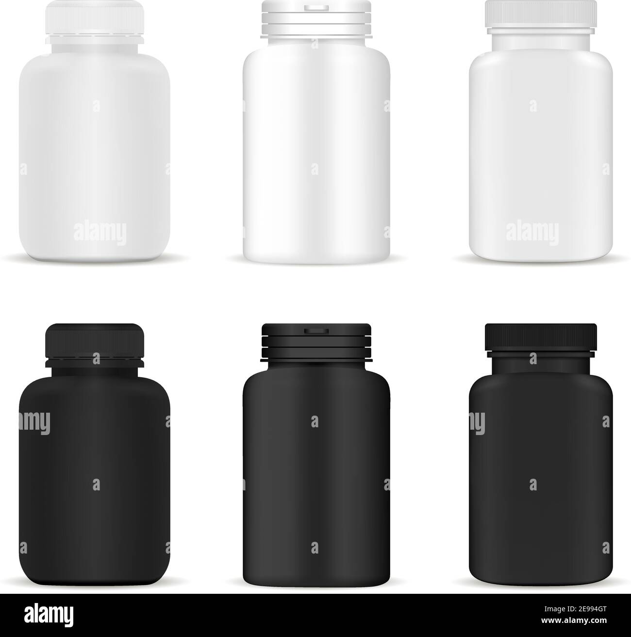 Pill Bottles Mockup Set. Medicine Tablet Plastic Container