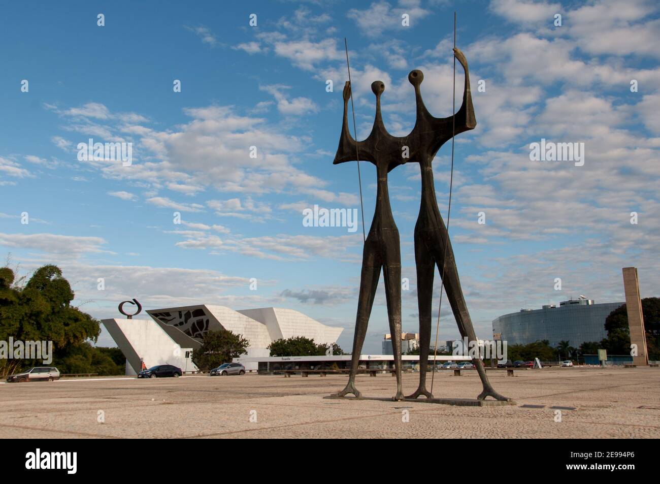 BRASILIA, BRAZIL - JUNE 3, 2015: Sculpture of Two Warriors by artist Bruno Giorgi. The statue is a monument to the workers who built Brasilia. Stock Photo