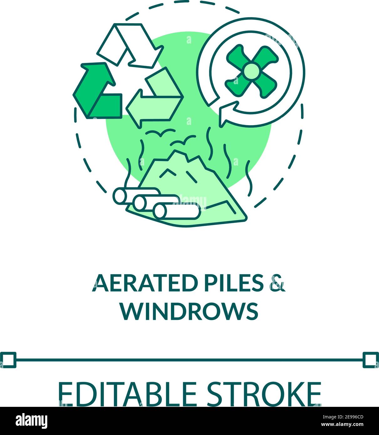 Aerated piles and windrows concept icon Stock Vector