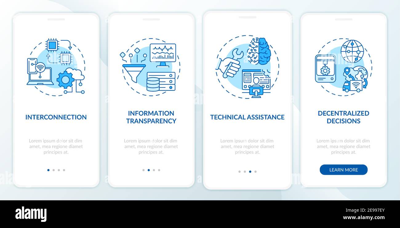 Industry 4.0 onboarding mobile app page screen with concepts Stock ...