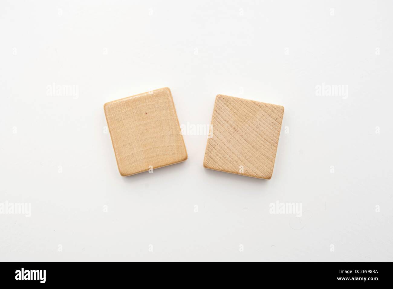 two blank wooden tiles isolated Stock Photo