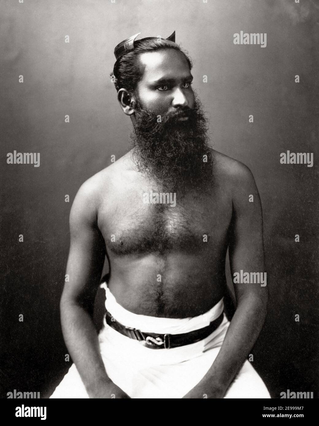Late 19th century photograph - Sinhalese Man, Ceylon, Sri Lanka Stock Photo