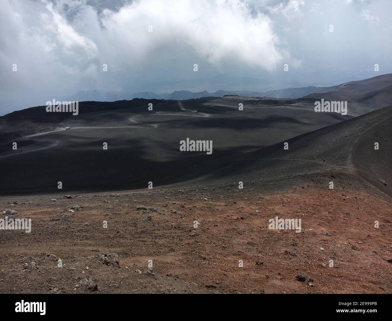 Colorful crater of Etna volcano, Sicily, Italy. Stock Photo