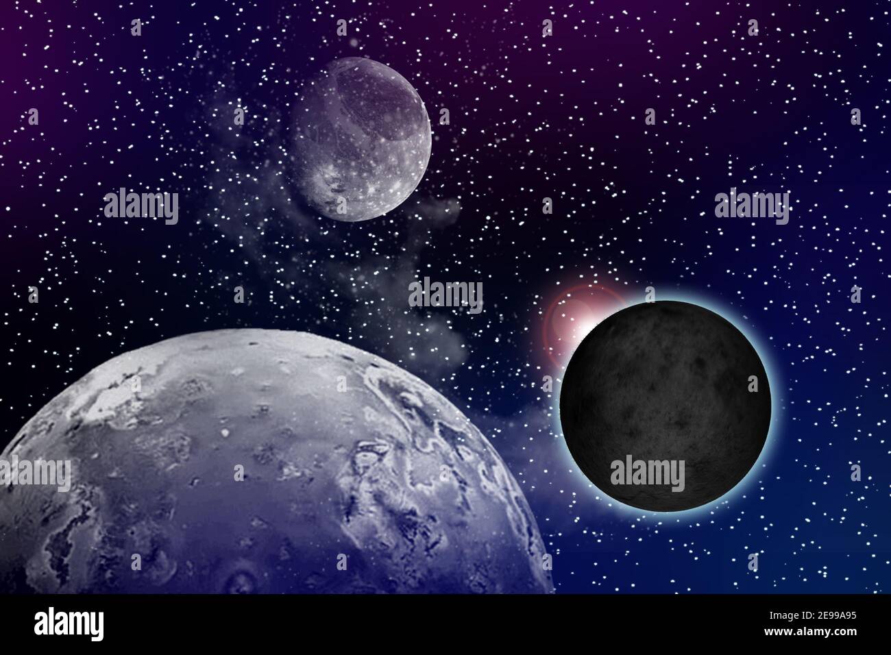 Astrology astronomy earth moon space big bang solar system planet creation. Stock Photo