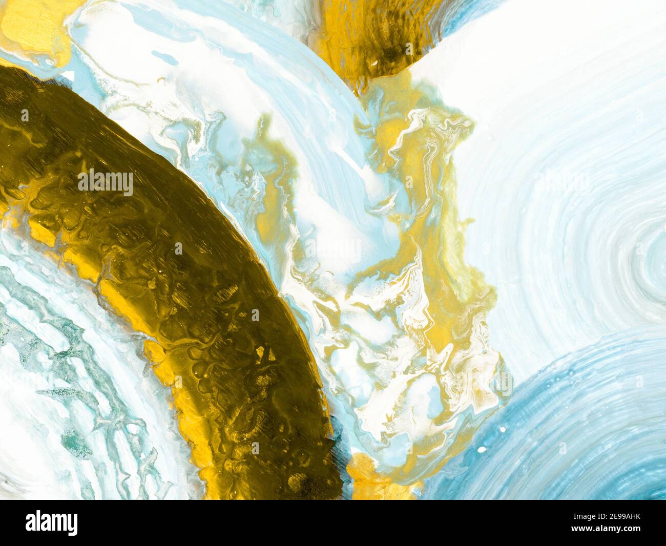 Blue with gold brush stroke, creative abstract hand painted background