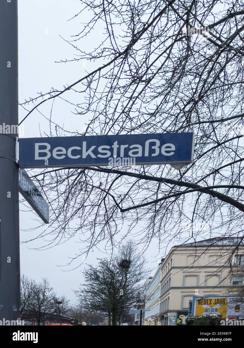 Beckstraße / Sternstraße, Sehenswürdigkeit, Hamburg, St. Pauli, Sternschanze, Kulturdenkmal, 180 m Länge, Kopfsteinpflaster, beiderseitige Bürgersteig Stock Photo