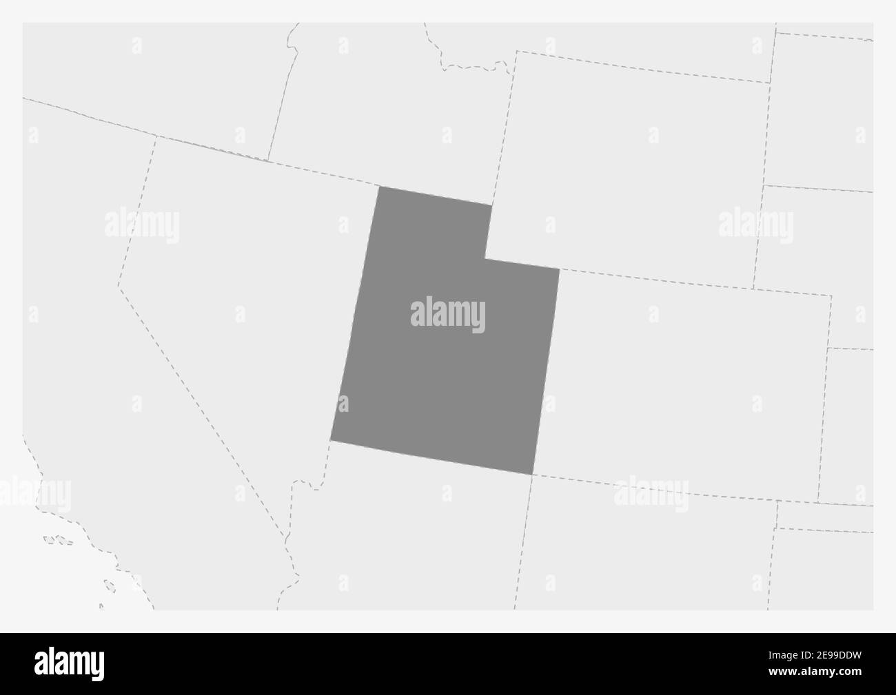Map of USA with highlighted Utah map, gray map of US State Utah with