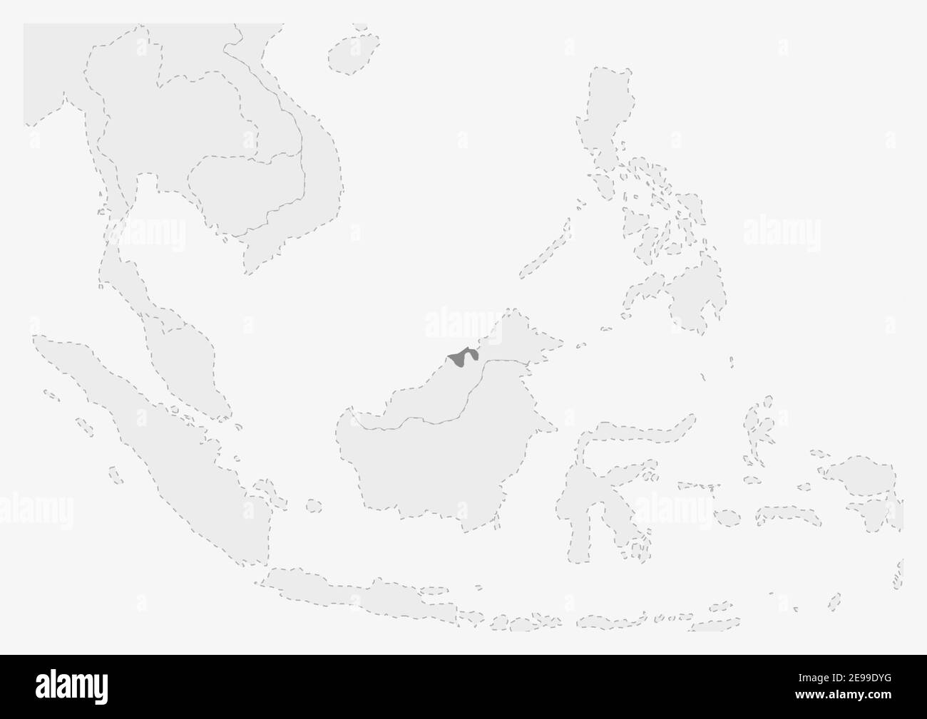 Map Of Asia With Highlighted Brunei Map Gray Map Of Brunei With Map Of Asia With Highlighted Brunei Map Gray Map Of Brunei With Neighboring Countries 2E99DYG 
